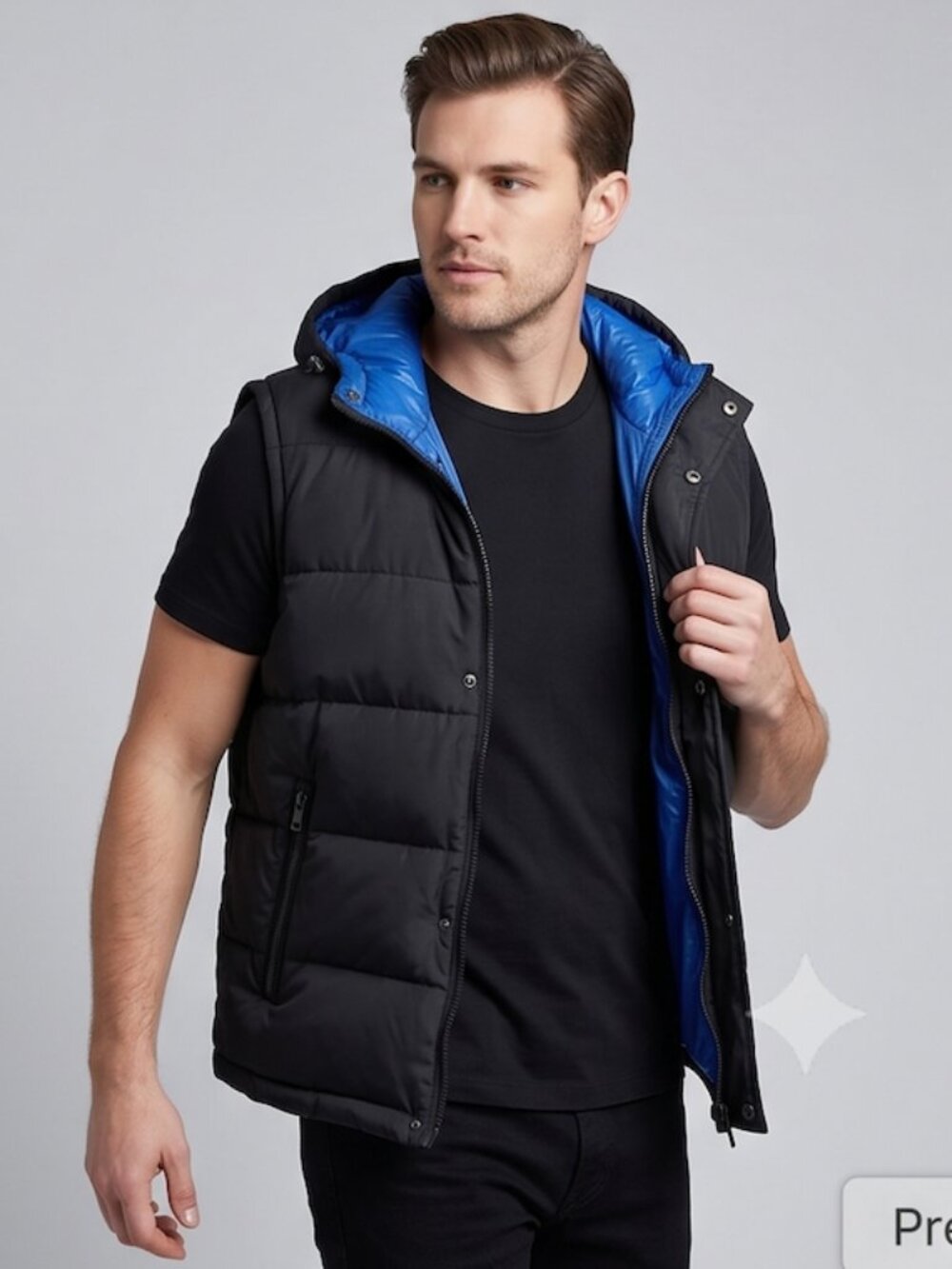 Guess Puffer Mens Vest With Hood Black